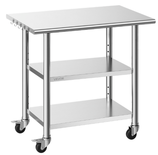 Heavy duty stainless steel workstation for commercial kitchen use