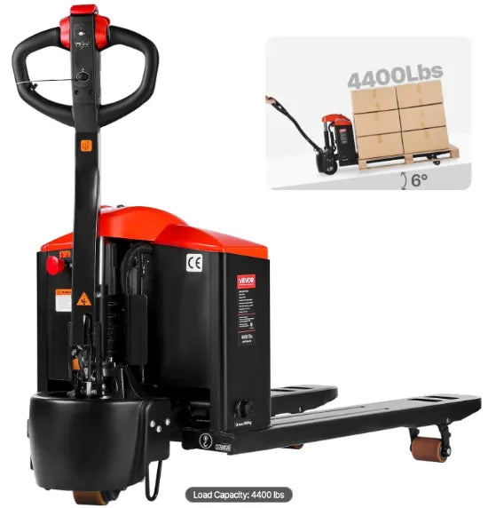 Heavy-duty electric pallet jack moving shipping pallets quickly to improve order fulfillment and warehouse workflow.