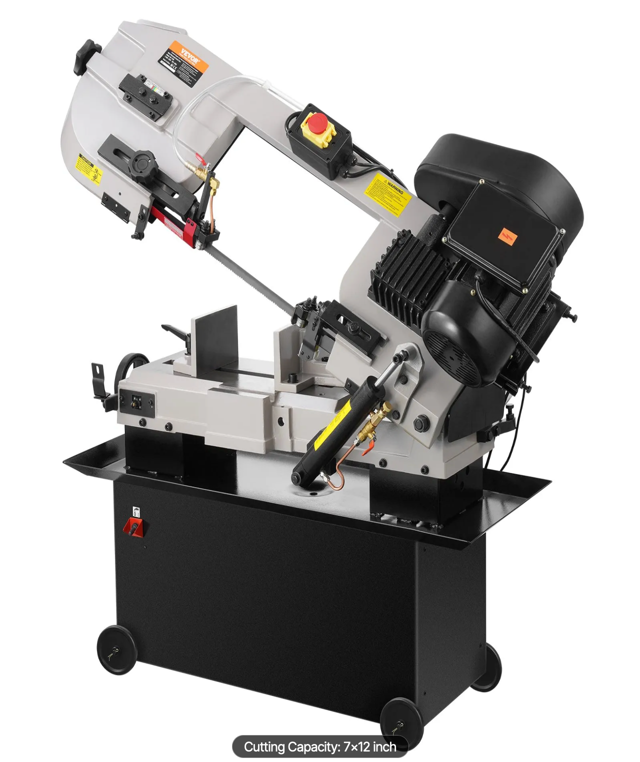 industrial 7x12 horizontal metal band saw for precision cutting of steel and rectangular stock in fabrication shops
