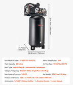 Oil lubricated 80 gallon stationary air compressor for manufacturing