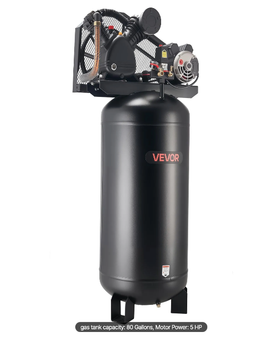 Commercial air compressor with large capacity air tank