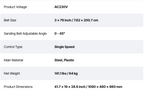 Technical specifications of a sanding belt machine 