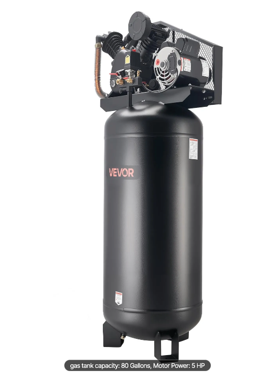 Industrial 80 gallon air compressor for automotive repair shops