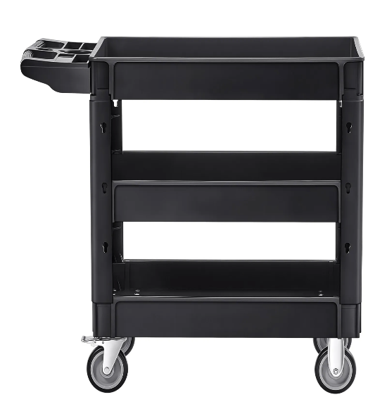 close up of heavy duty industrial utility cart designed for material handling and production use