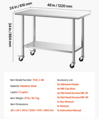 Industrial stainless steel packing station table