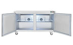 Large capacity commercial 2 door refrigerator with adjustable shelves and organized food storage