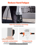 Triple anti-vibration technology and t-shaped handle.