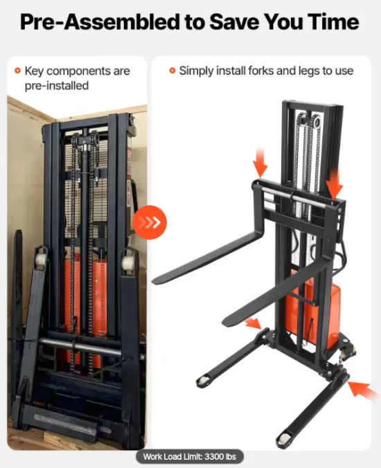 Industrial electric walkie stacker transporting palletized inventory through warehouse aisles efficiently.