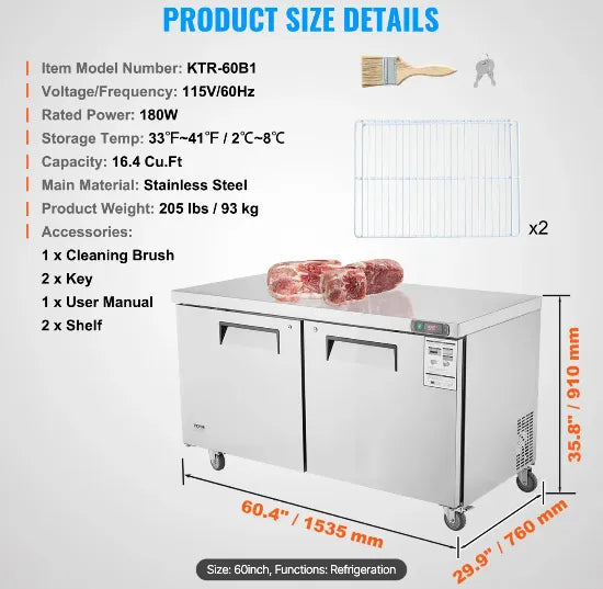 Commercial restaurant kitchen using stainless steel reach-in refrigerator for food storage