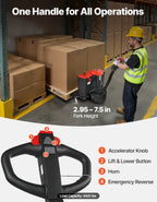 4400 lb capacity electric pallet jack moving inventory between receiving, storage, and shipping areas.