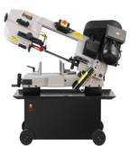 heavy-duty quick lock vise securing metal stock in 7x12 horizontal band saw for precise cutting