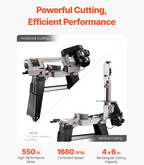 heavy duty adjustable vise securing metal stock in band saw for precise and stable cutting