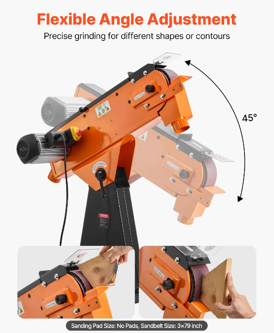 Industrial Heavy Duty belt sander with flexible angle adjustment 