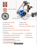 Industrial belt grinder removing burrs and sharp edges from fabricated metal parts