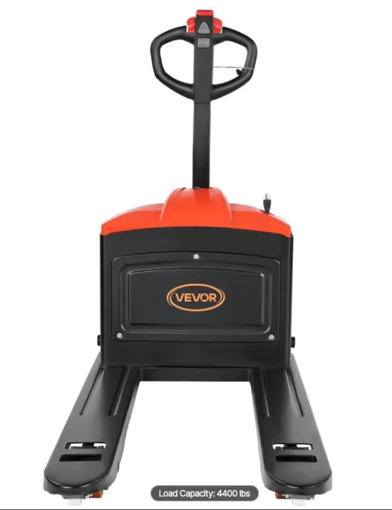 Lithium battery electric pallet truck handling heavy warehouse inventory during daily operations.