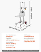 Compact lifting dolly used for safe transport and positioning of materials in industrial facility.