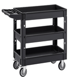 heavy duty industrial utility cart transporting tools and materials in manufacturing and production environments