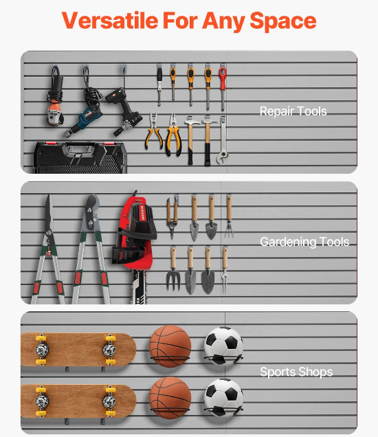 Professional industrial workspace featuring PVC slat wall storage system for improved organization and productivity.