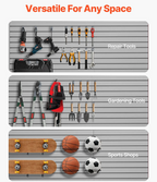 Professional industrial workspace featuring PVC slat wall storage system for improved organization and productivity.