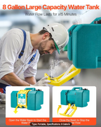 Portable eye wash station available in a laboratory environment for emergency eye flushing.
