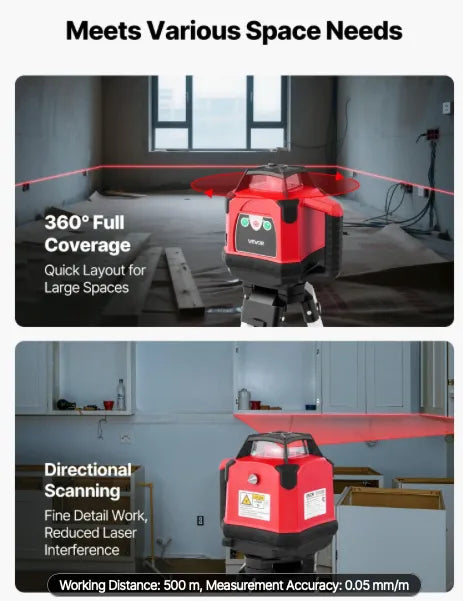 Long-range rotary laser level creating accurate elevation references for large property development projects.