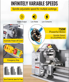 Metal Lathe CNC machine with features highlighted