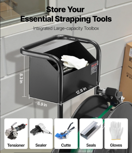 Mobile PP strapping cart improving organization and efficiency in industrial facilities
