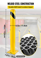 Commercial safety bollard used to control vehicle traffic and protect pedestrian walkways in a parking area.