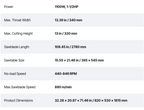Bandsaw Technical specifications of a power tool on a white background