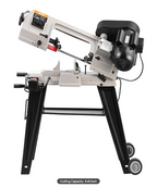 clean precision cuts on metal and wood produced by dual position horizontal band saw machine