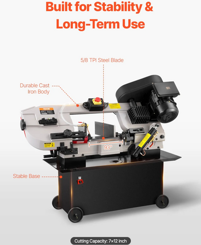 clean and accurate metal cuts produced by 7x12 horizontal band saw for fabrication shop use