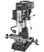 Precision spindle system with adjustable speed controls on a benchtop mill drill machine