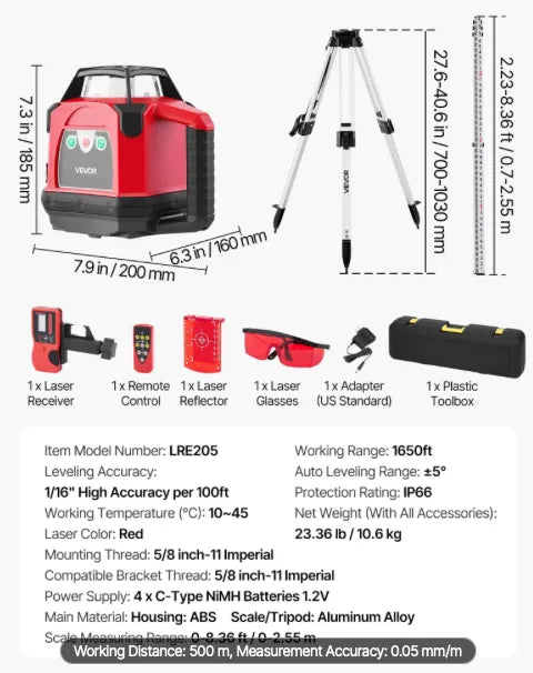 Rotary laser level helping contractors maintain straight fence lines and consistent elevation measurements.