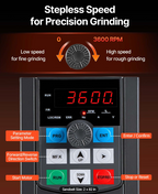 Variable speed belt grinder creating knife bevels and custom blade profiles