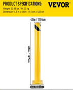 Safety Bollard Dimensions Yellow product with dimensions 