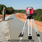 Self-leveling rotary laser transit helping contractors perform site grading and land leveling with precision.