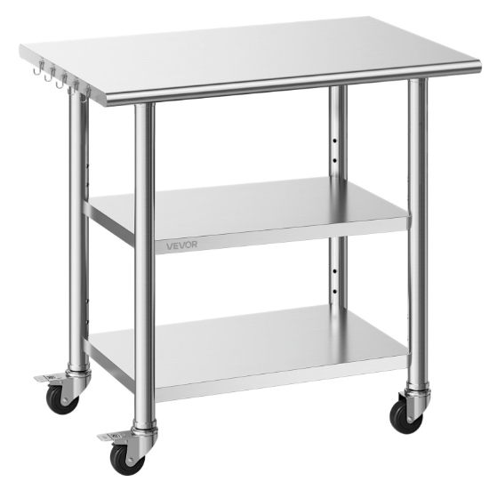 Heavy duty stainless steel workstation for commercial kitchen use
