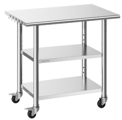 Heavy duty stainless steel workstation for commercial kitchen use