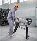 horizontal vertical band saw cutting hardwood material for woodworking and fabrication projects